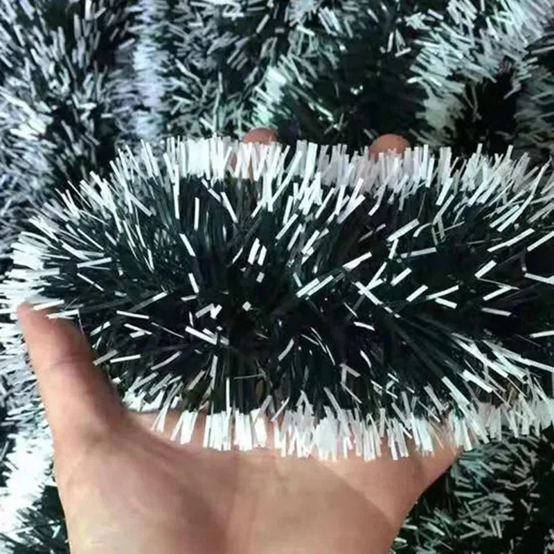 Green cane wreath tinsel decoration
