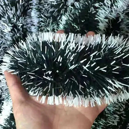Green cane wreath tinsel decoration
