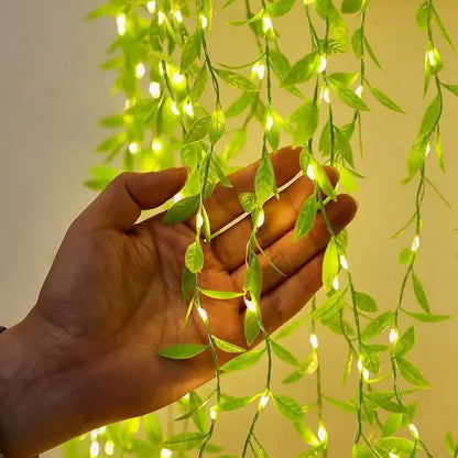 3x1M 3x2M green leaf curtain garland USB fairy lights with remote LED festoon string lights for window decoration