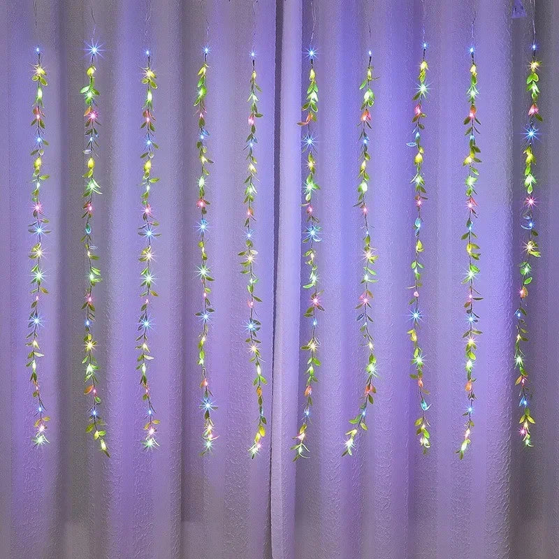 green leaf festoon string lights 3x2M for New Year Eid al Fitr Xmas home decor