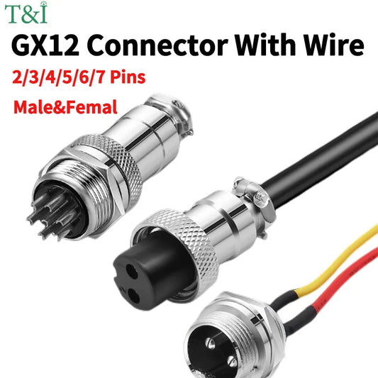 GX12 waterproof connector 2-7 pin aviation plug socket with power cable for industrial machinery and equipment