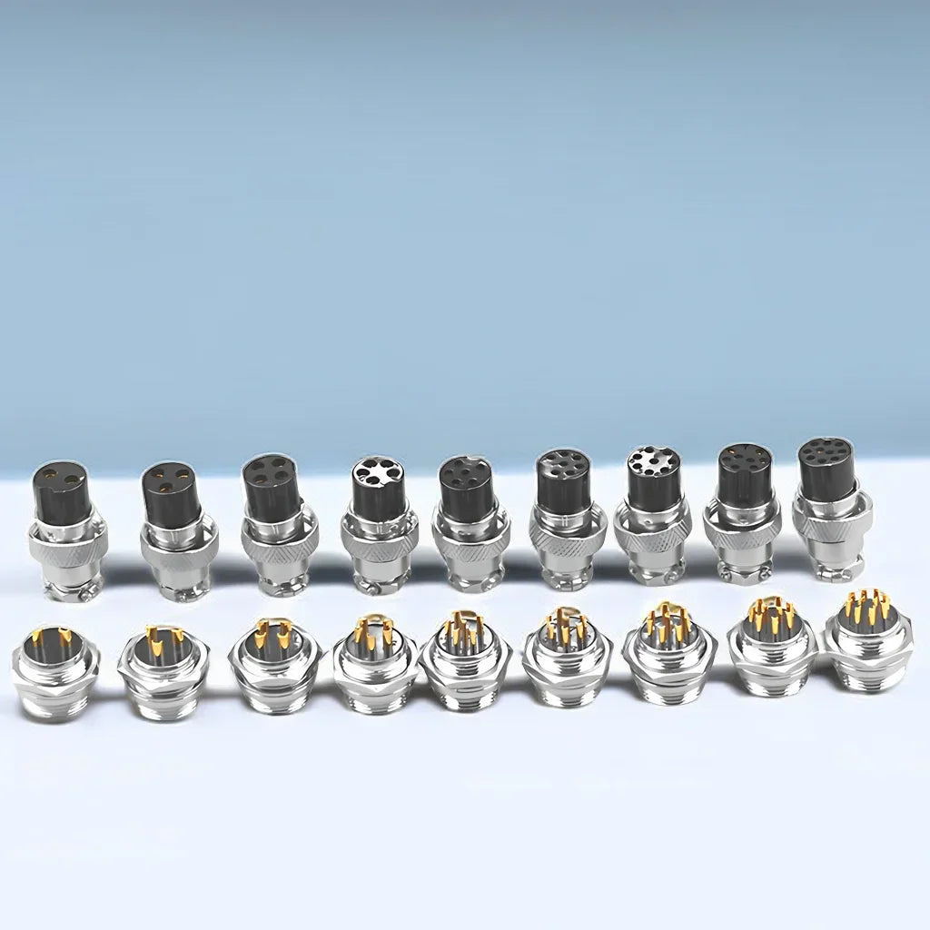 GX16 circular connector set, 2-9 pins, male and female, gold plated for docking electrical wires