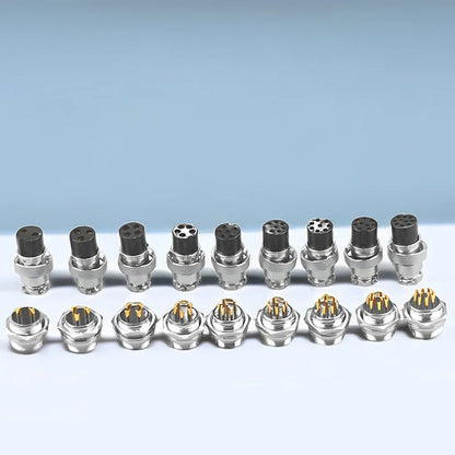 GX16 circular connector set, 2-9 pins, male and female, gold plated for docking electrical wires