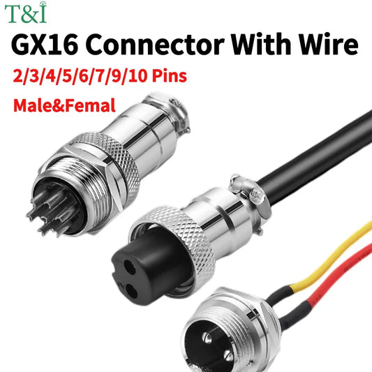 1PCS GX16 auto waterproof connector, 2-10 pins with power cable line socket plug, suitable for industrial machinery and equipment