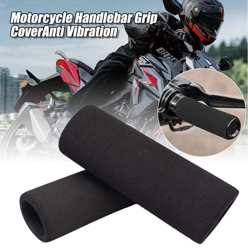 Motorcycle handlebar foam grips installed on bike handle