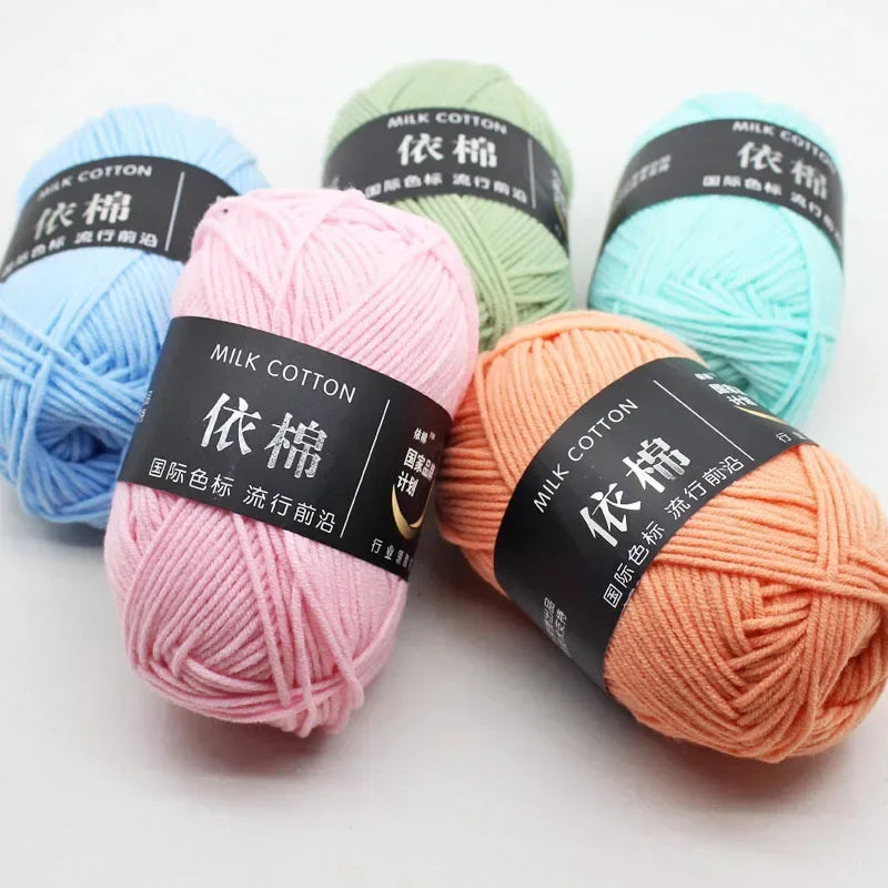 Handmade DIY craft supplies milk cotton lanas thread yarn close-up