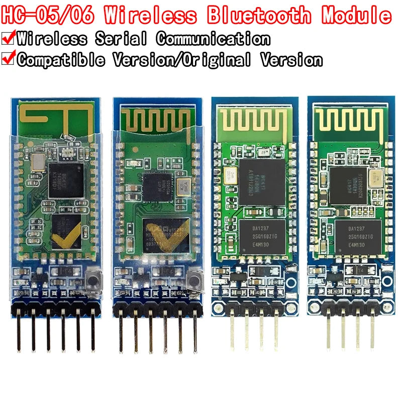 HC-05 and HC-06 Bluetooth serial module with 6Pin/4Pin anti-reverse connection, wireless pass-through for Arduino projects