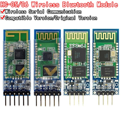 HC-05 and HC-06 Bluetooth serial module with 6Pin/4Pin anti-reverse connection, wireless pass-through for Arduino projects