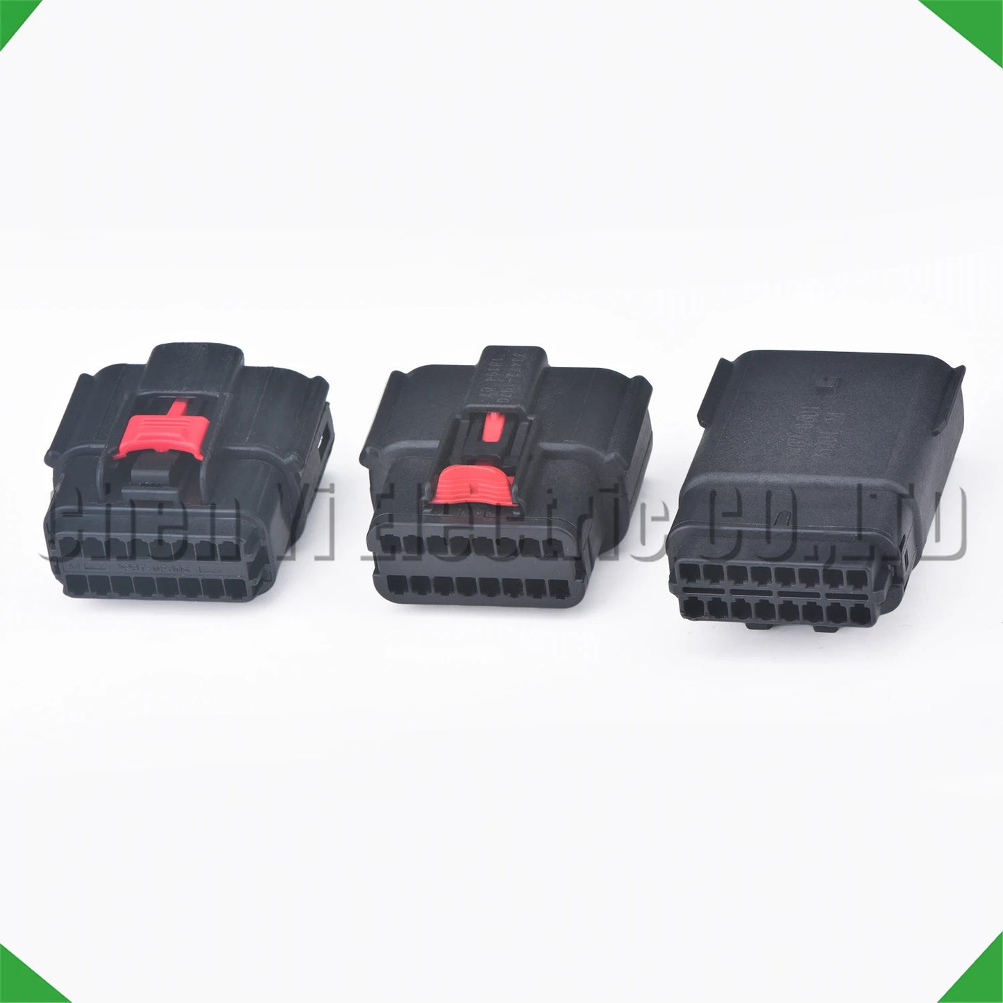 Close-up of 16 Pin auto connector wire harness plug for Ford, GM, Lincoln, Dodge, and GMC headlight lamps