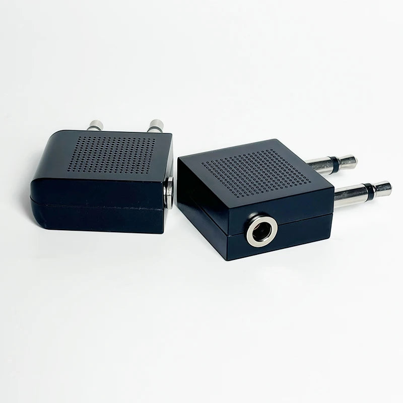 Aviation audio adapter converter, dual mono male plugs to stereo female jack for headphones and audio equipment