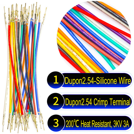  heat-resistant Dupont cable, 2.5mm male-to-male pre-crimped cable