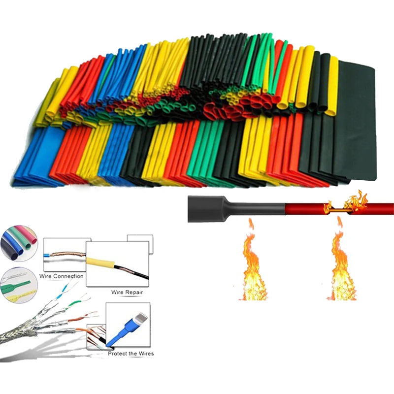 164pcs heat shrink tube kit with polyolefin insulation sleeving for wires, cables, and electronic DIY projects
