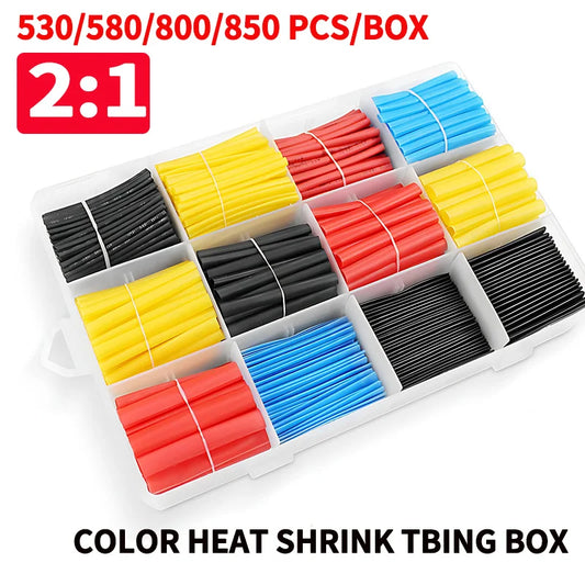 Heat shrink tubing kit 530-800PCS 2:1 shrinkable wire wrap tubing for wire cover and protection