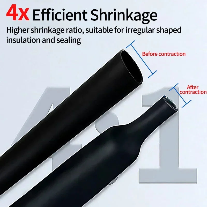 4:1 heat shrink tubing with adhesive glue lining, dual wall thermoretractile tube for cable protection