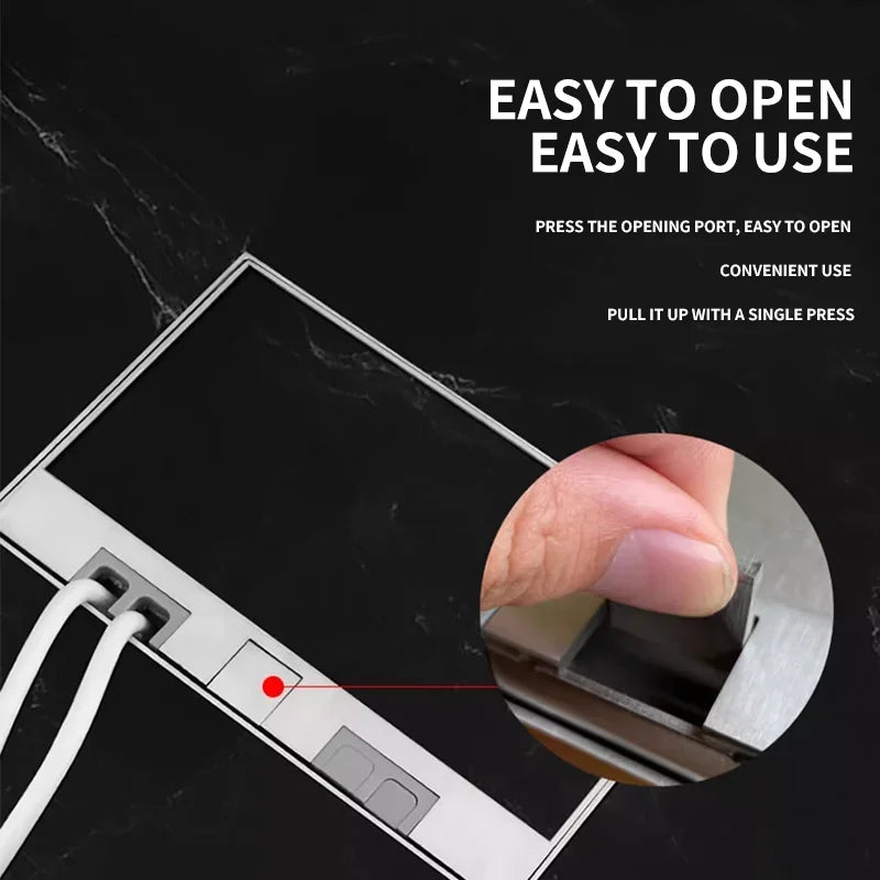 Series of hidden inlaid floor sockets with ultra-thin design, built-in multiple AC power outlets (EU, FR, UN, US) and USB charging port