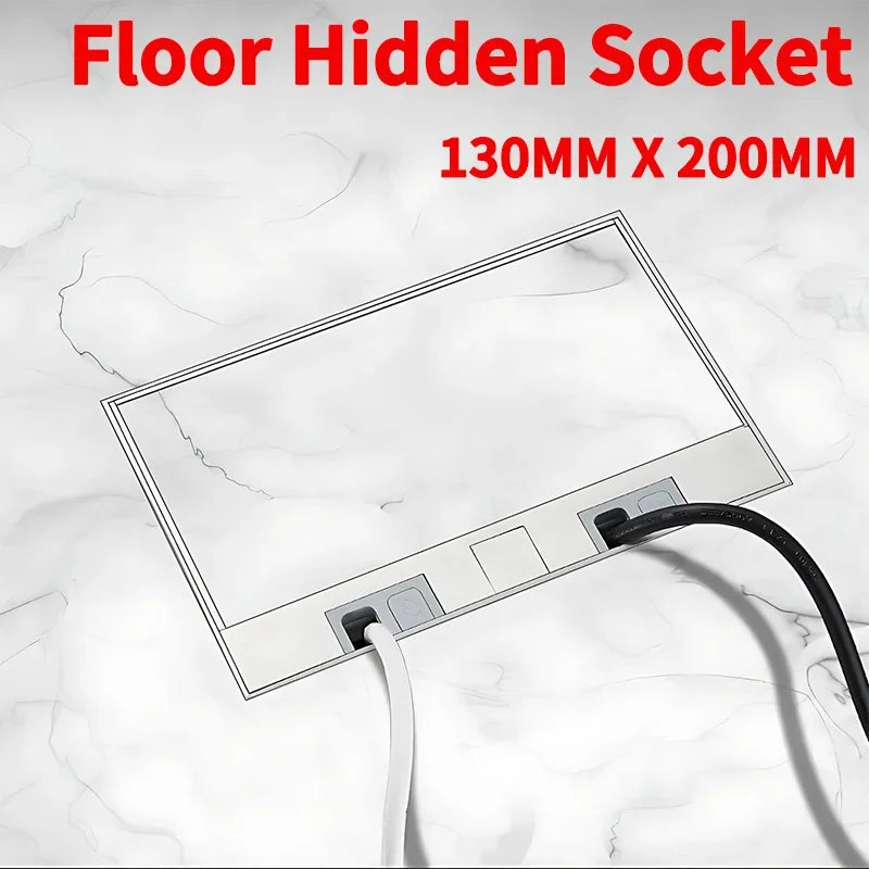 Hidden inlaid floor socket with ultra-thin design, built-in multiple power outlets for EU, FR, UN, US standards, and USB charging port