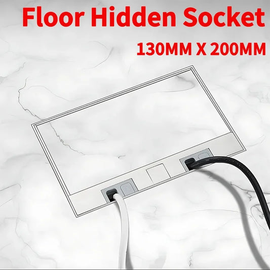 Hidden inlaid floor socket with ultra-thin design, built-in multiple power outlets for EU, FR, UN, US standards, and USB charging port