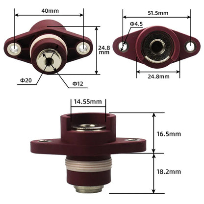 150A high current battery terminal showing M8 threaded hole and connection structure