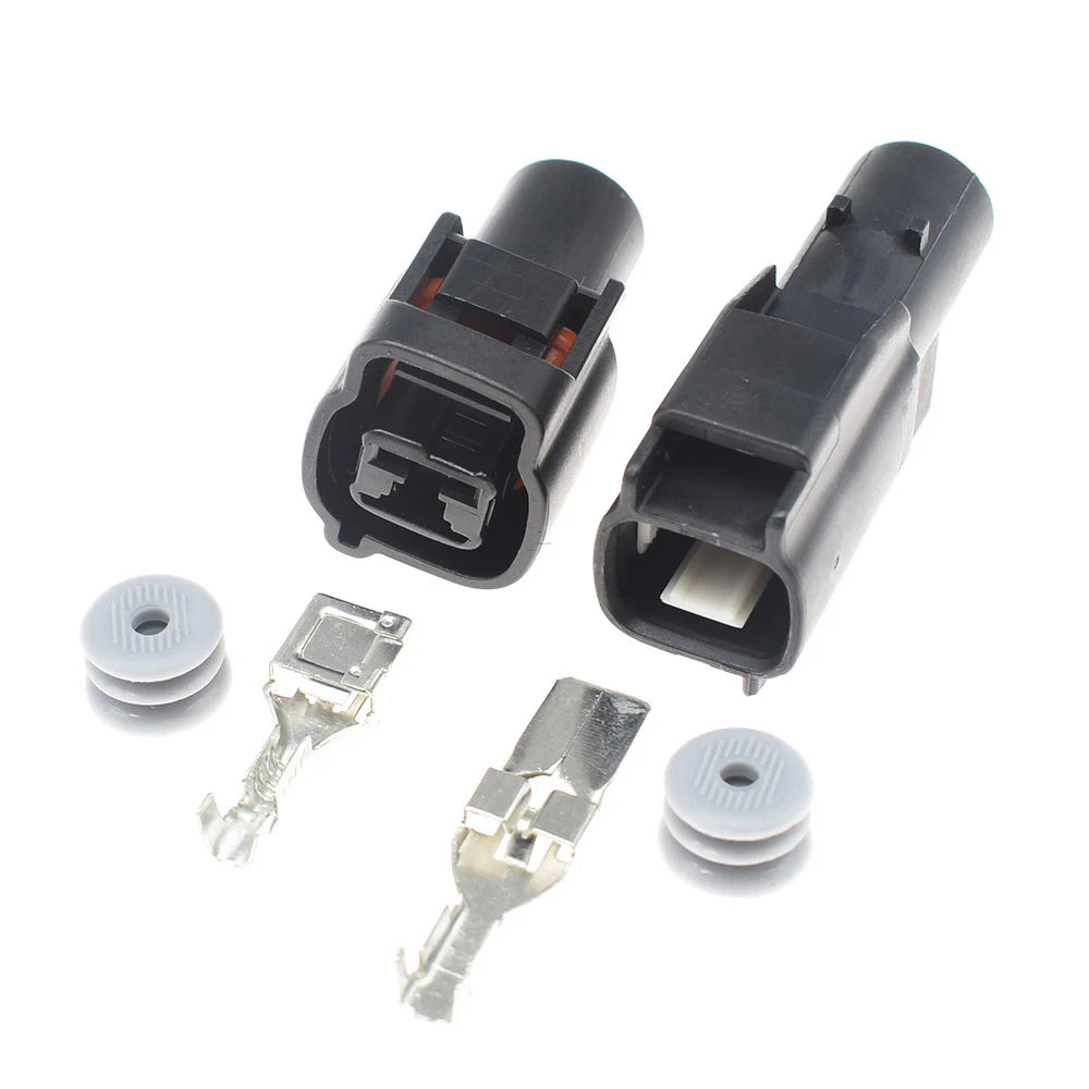 Close-up of male and female terminals of 7.8mm high current automotive connector for secure electrical connection