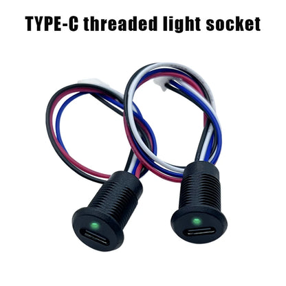 High current TYPE-C 4P charging socket with wire light and waterproof female connector