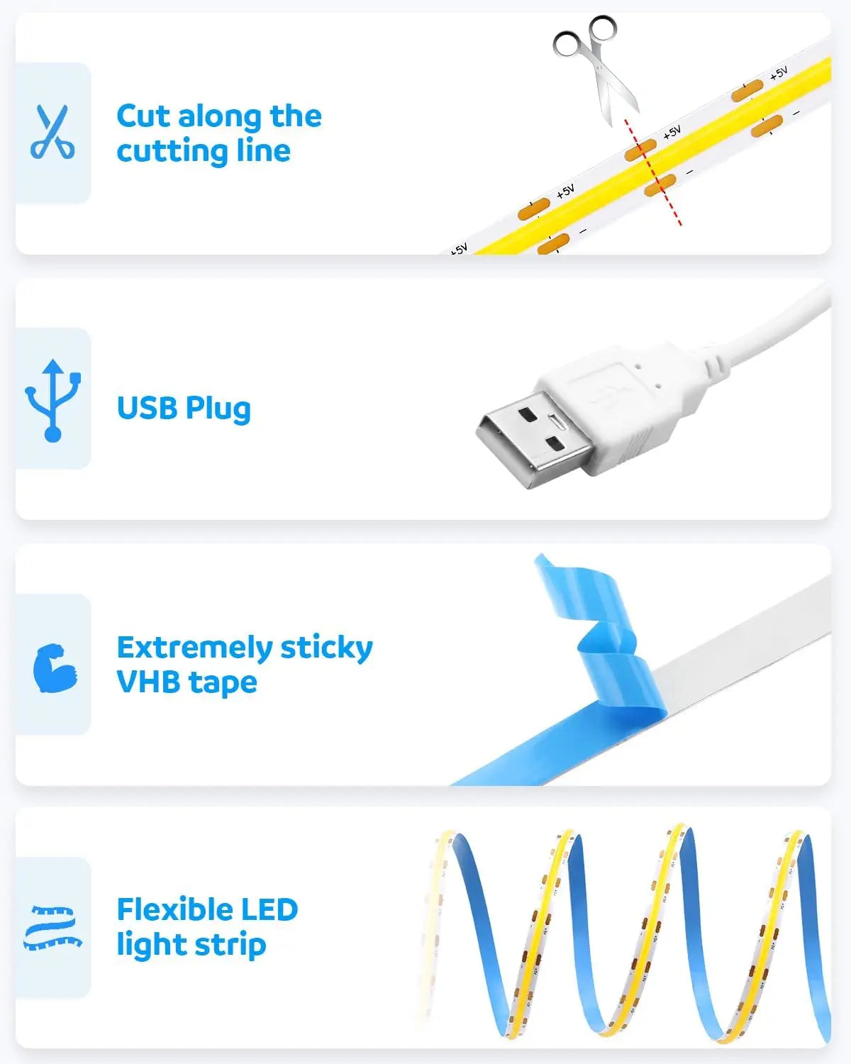 High density 320LED COB LED strip for backlight