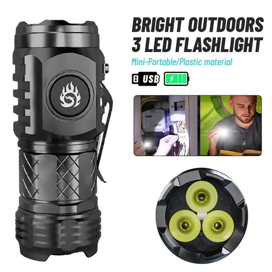 High power LED flashlight Type-C rechargeable with pen clip