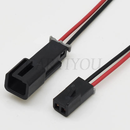 Close-up of high-quality 2 pin electrical connector cable for automotive motor applications