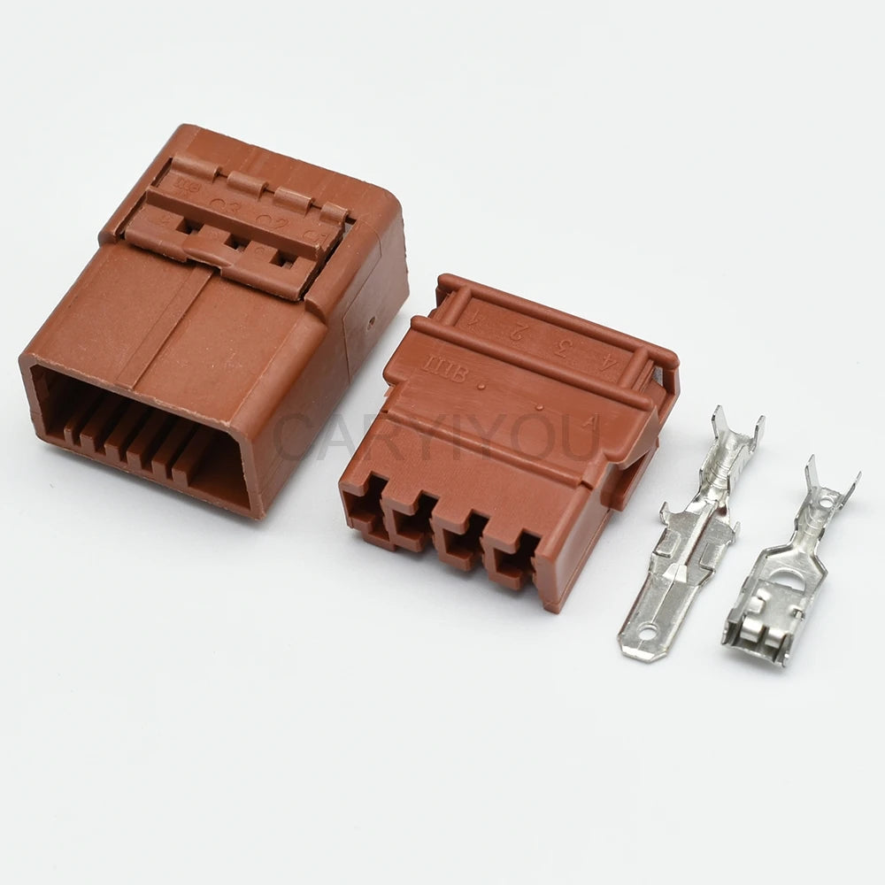 High quality 4 Pin 4.8mm brown wire car electrical connector DJ7041-4.8-11/21 with terminal for VW Audi Toyota Nissan, durable and reliable
