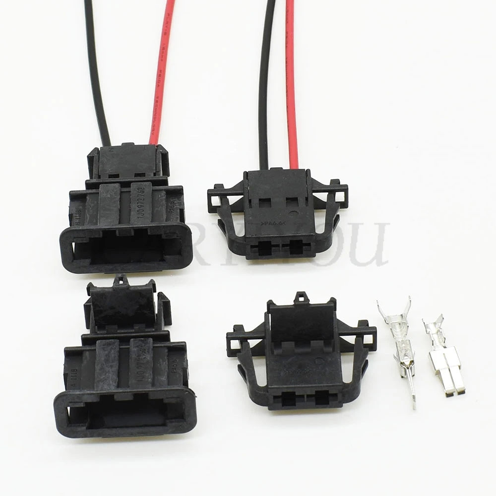 Close-up of high-quality 2P 6.3 series automotive connector for air conditioning blower wiring