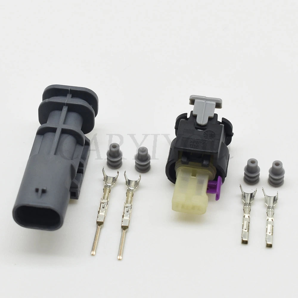 High reliability 2 pin female and male automotive connector housing for vehicle wiring systems