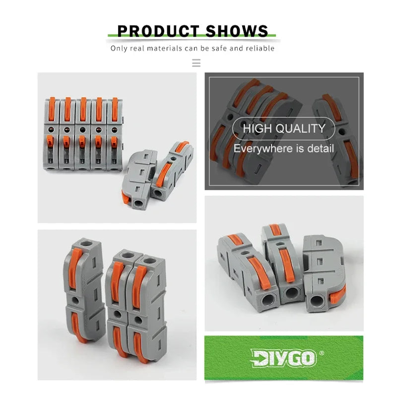 DIY GO quick splicing electrical connector, compact terminal block for safe and reliable home wiring connections