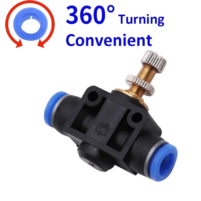 SA throttle valve used for speed regulation and flow control in air and water pneumatic tubing
