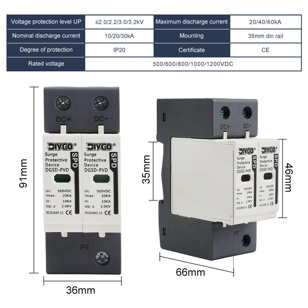 Close-up of DC 500V~1000V low-voltage arrester device structure