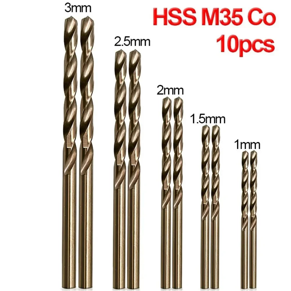HSS M35 cobalt drill bit set 1–3mm for stainless steel auger, high-quality drill press power tool parts