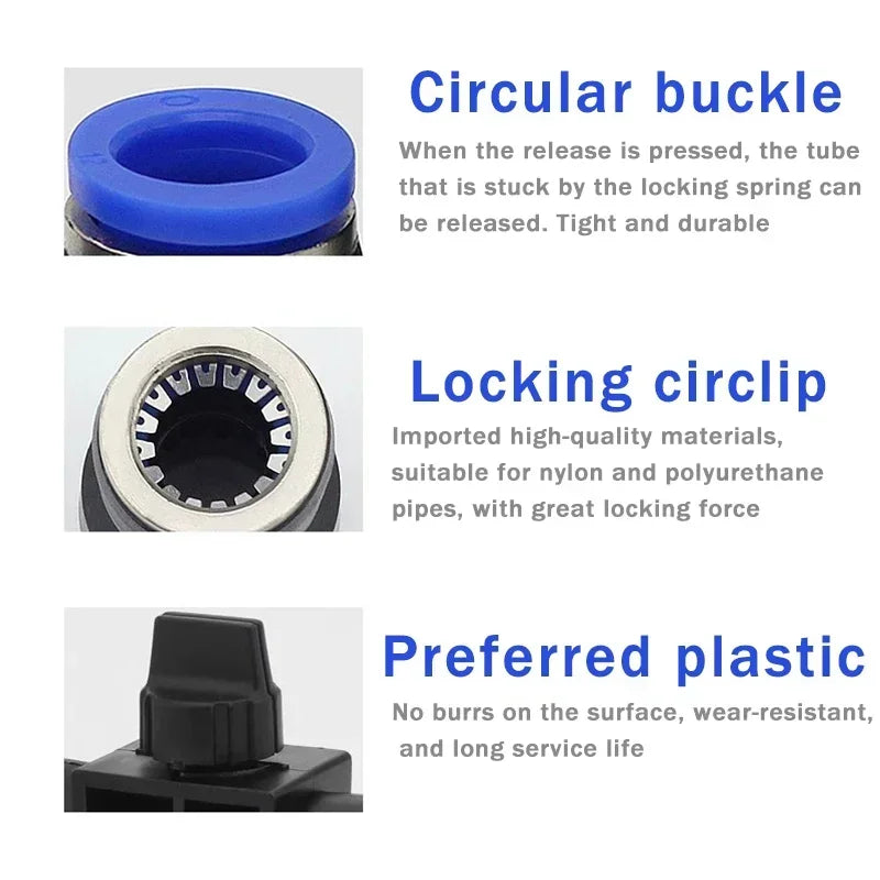 HVFF air manual valve with manual current-limiting control, pneumatic push in connector for tubing 4mm to 12mm