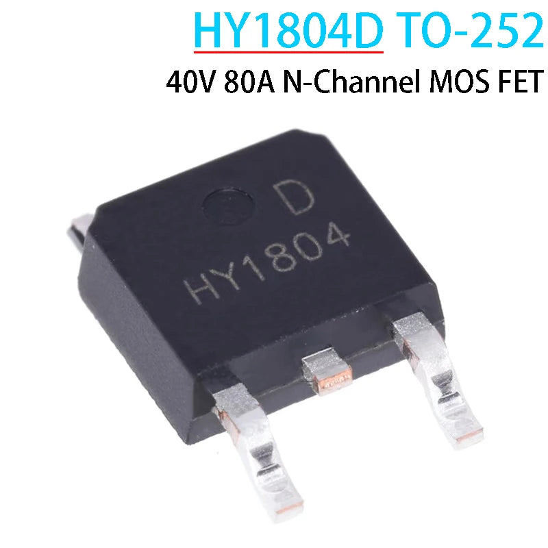 HY1804D N-Channel MOSFET in TO-252 package, rated 40V 80A for electronics and power management projects