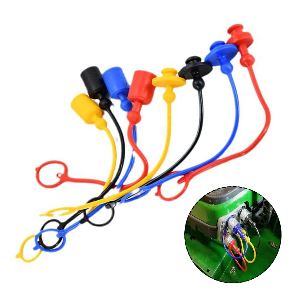 PVC rubber hydraulic quick coupler dust caps structure for male and female plugs, 1/4", 3/8", 1/2" sizes