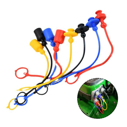 PVC rubber hydraulic quick coupler dust caps structure for male and female plugs, 1/4", 3/8", 1/2" sizes