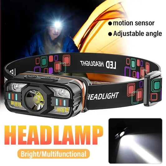 Induction sensor LED headlamp with red light