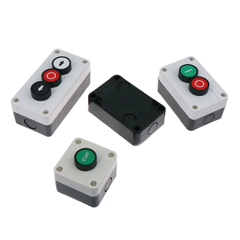 Industrial emergency stop button box with arrow symbol control switch