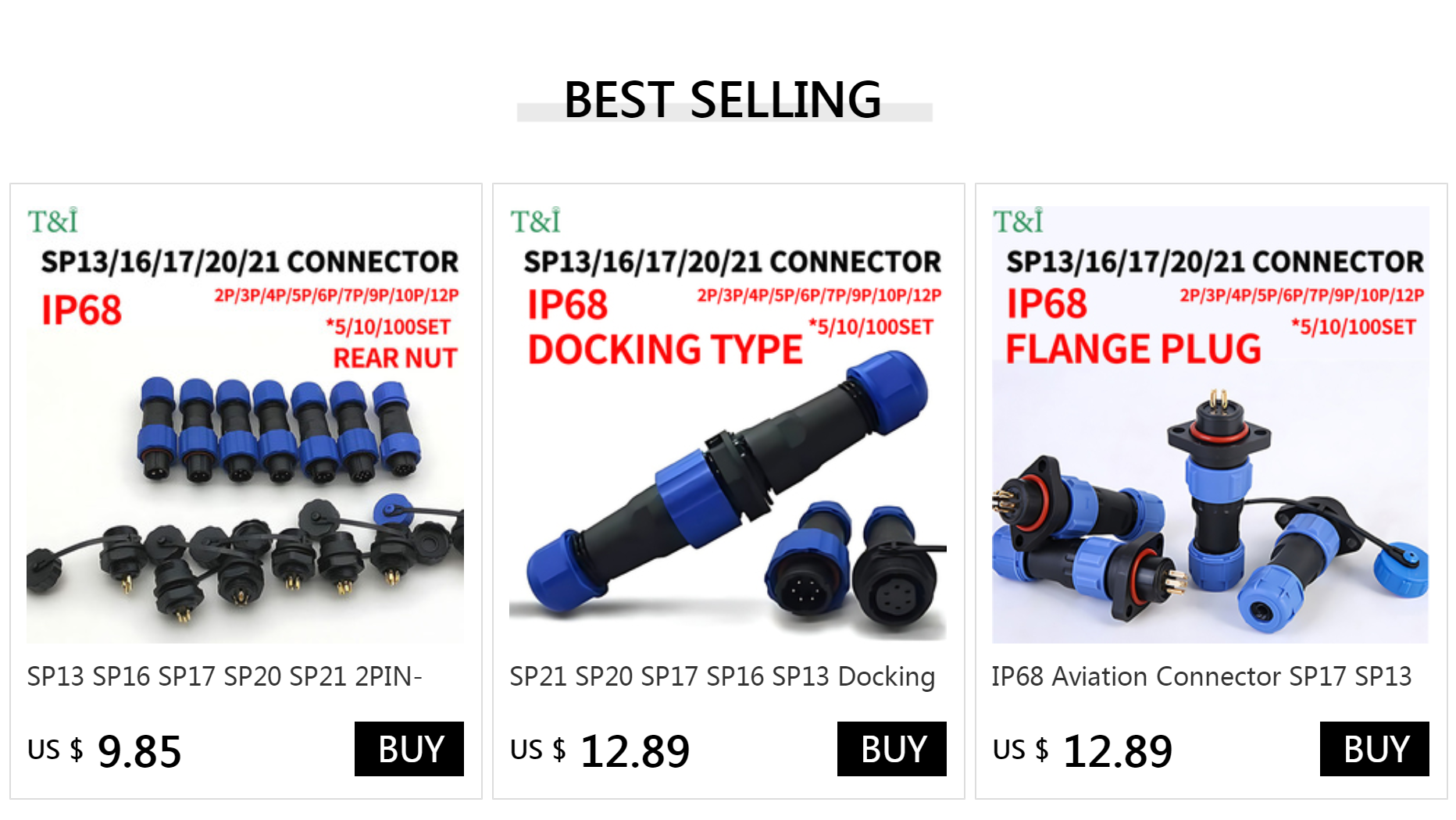 Industrial SP series IP68 waterproof aviation connector set with plug and socket, panel mount, 2-12Pin
