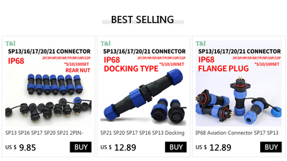 Industrial SP series IP68 waterproof aviation connector set with plug and socket, panel mount, 2-12Pin