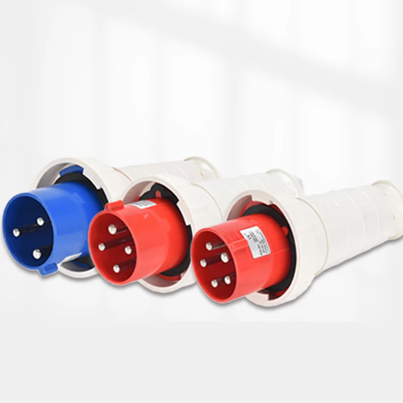 Wall mounted IP67 industrial plug and socket, 3/4/5 pin, waterproof dustproof, 125A, suitable for 380V 415V electrical systems