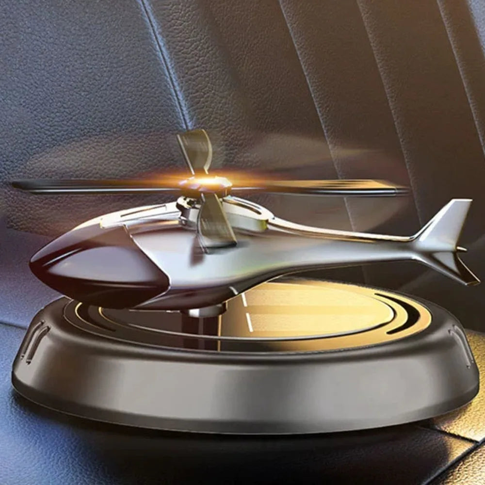 Interior decorative solar air freshener helicopter