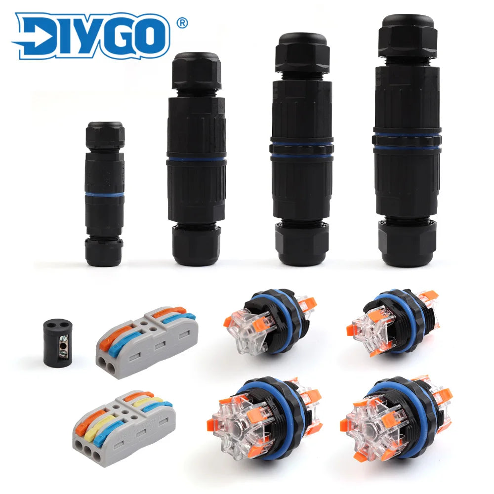 IP68 waterproof KVSF-15 cable connector, quick connection for 2 in 2 out wiring