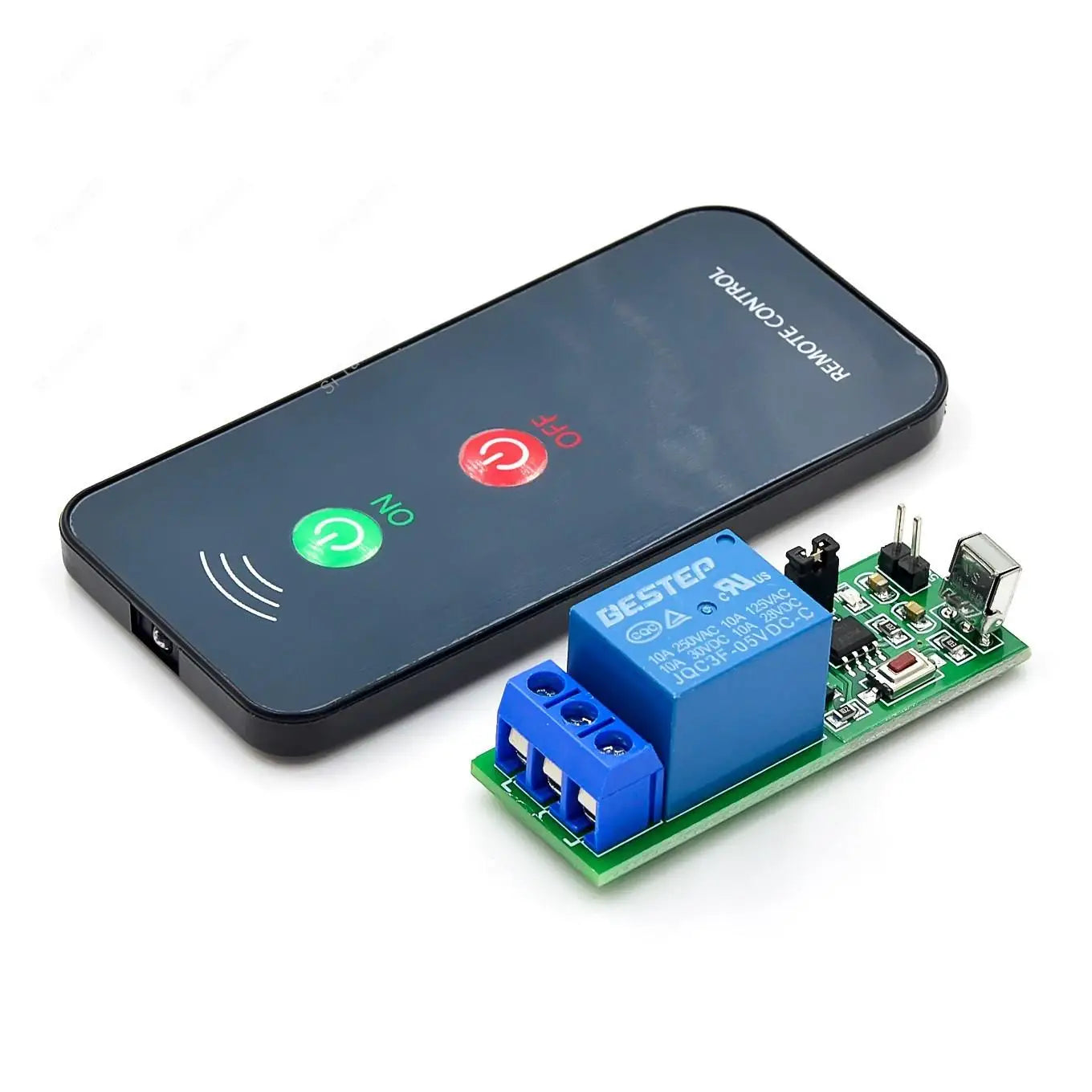 IR 1-channel infrared receiver relay driver module 5V with active remote control for home automation and DIY projects