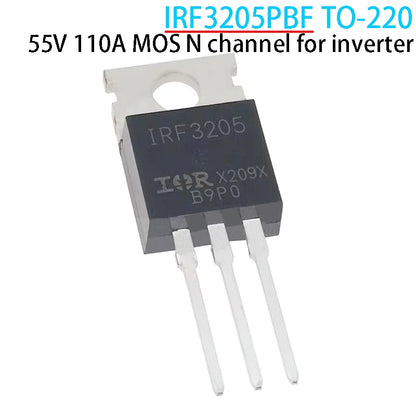 IRF3205 TO-220 N-channel MOSFET, 55V 110A, suitable for inverter circuits, high-power electronics, and DIY projects