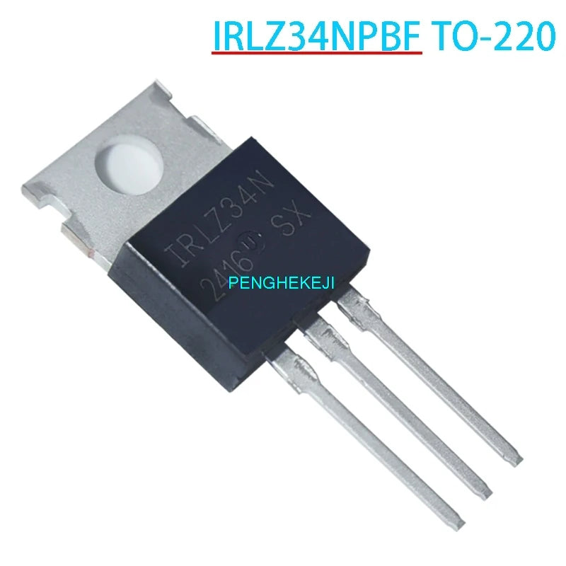 IRLZ34N TO-220 N-Channel MOSFET power transistor, suitable for electronics circuits, power switching, and DIY projects