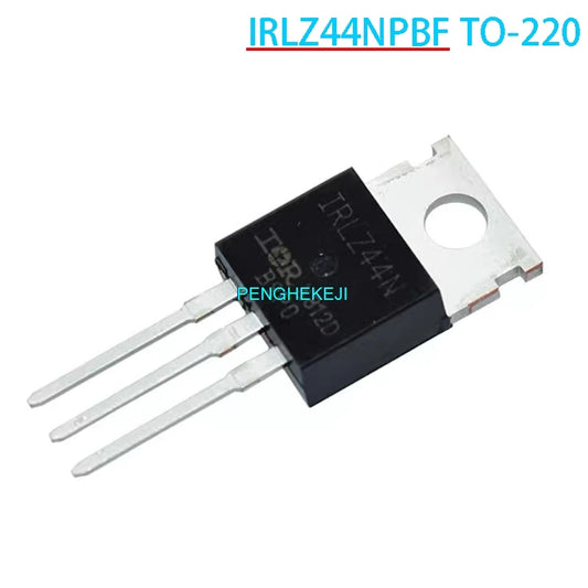IRLZ44N N-Channel MOSFET in TO-220 in-line package, suitable for electronics, power switching, and DIY projects