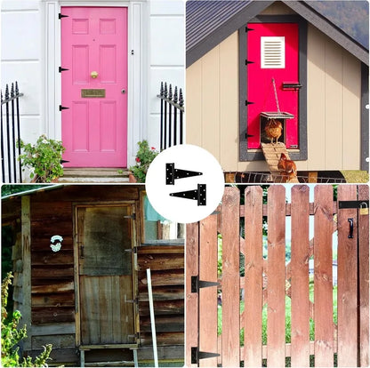 Set of iron cold rolled steel T shape triangle hinges for doors, gates, and furniture hardware